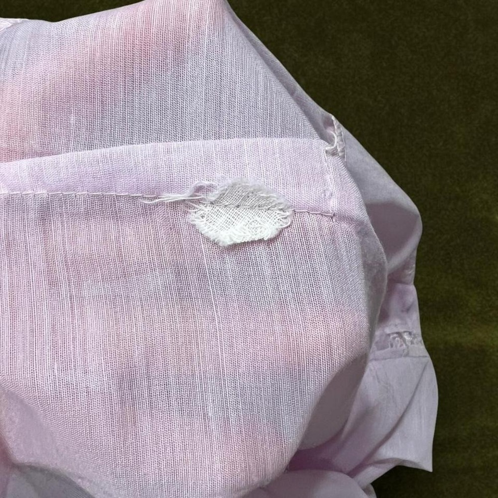 TRUE VINTAGE 1950s Lavender Sheer Lace Blouse Carriage Embroidery - Modern S/M - Picture 6 of 7